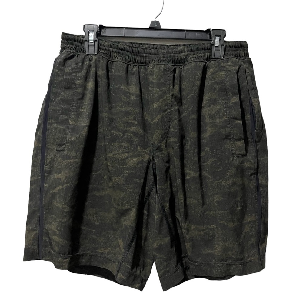 Lululemon Shorts Mens S Green Black Camo Pace Breaker Shorts Lined Running Gym A